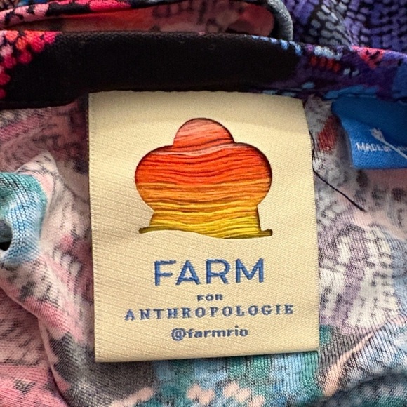 Anthropologie Farm Rio Pink Combo Mosaic Bloom Halter Maxi Dress Size Medium New - Picture 5 of 9